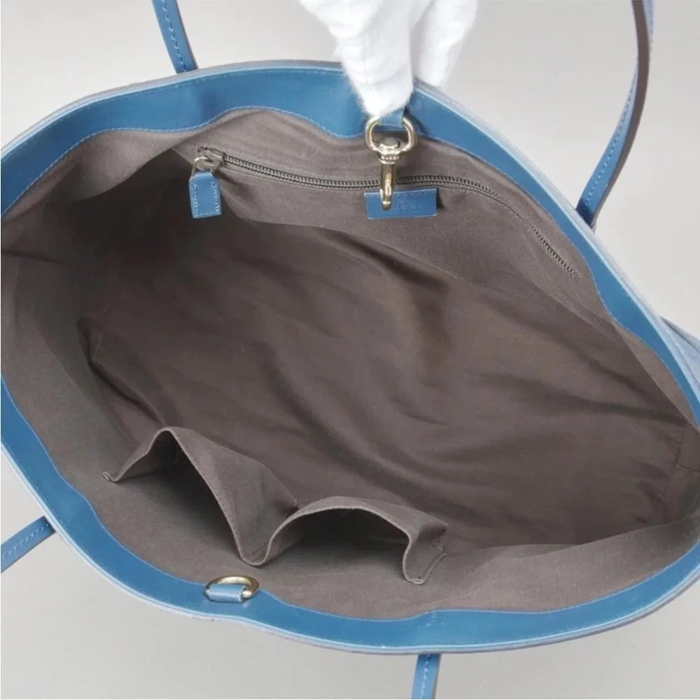 Gucci Blue Leather Tote Bag - Picture 7 of 10